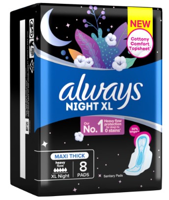 Always Heavy Flow Night XL Maxi Thick Sanitary Pads 8 Pack